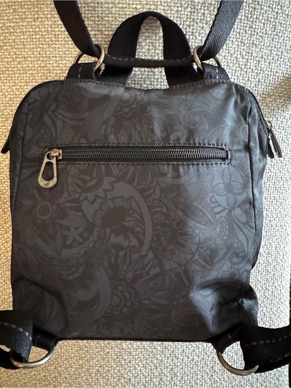 Sakroots Black Floral Jacquard Backpack